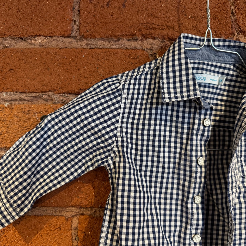 Stylish Navy Checkered Kids Button Down Shirt